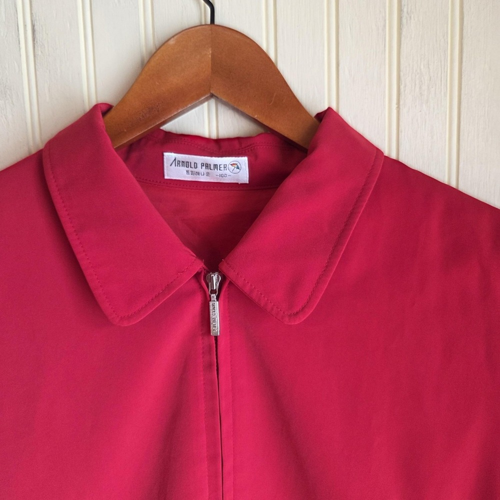 Arnold Palmer Jacket Mens Medium Pink‎ Golf Windbreaker Full Zip Umbrella Logo